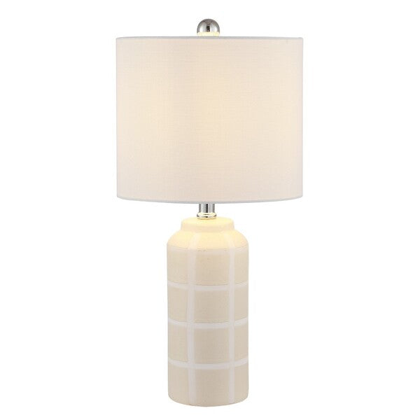 21-INCH H CHECKED IVORY CERAMIC TABLE LAMP (SET OF 2) - The Mayfair Hall