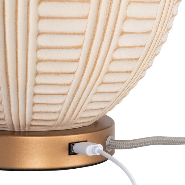 Marrla Cream-Rose Gold Textured Table Lamp - The Mayfair Hall