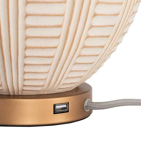 Marrla Cream-Rose Gold Textured Table Lamp - The Mayfair Hall