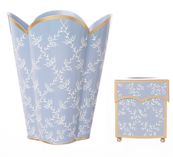 Trellis Wastepaper Basket and Tissue Set (Periwinkle Blue) - The Mayfair Hall