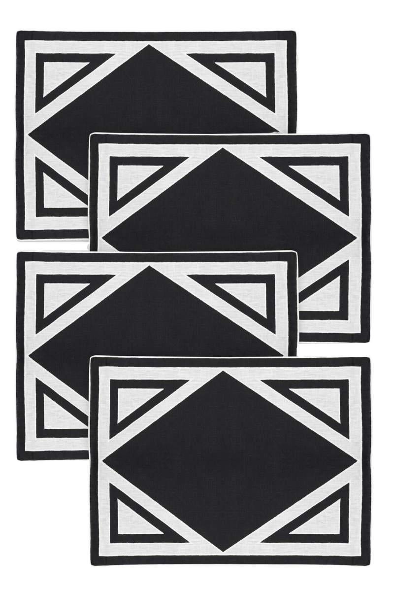 Los Encajeros Triangu Black/White Placemats (Set of 4) - The Mayfair Hall
