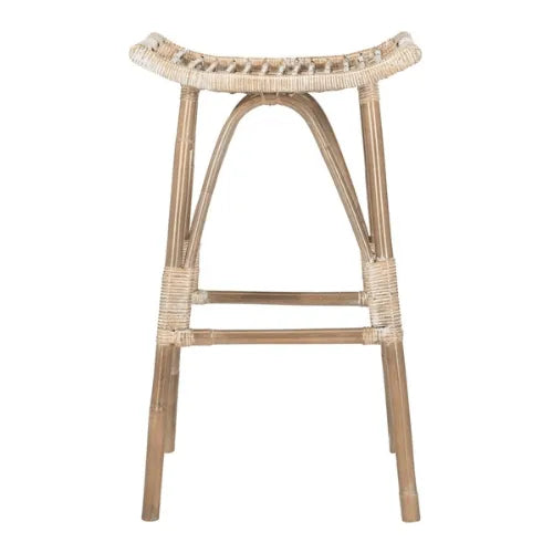 Safavieh Leda Grey White Wash Rattan Bar Stool