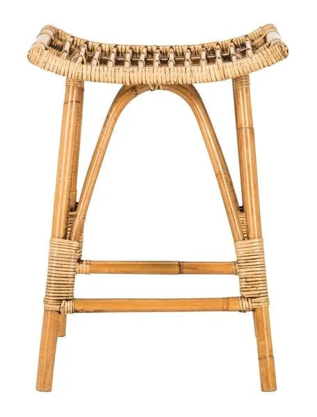 Leda Honey Brown Rattan Counter Stool - The Mayfair Hall