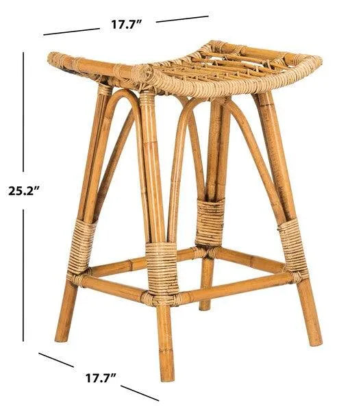 Honey Brown Rattan Counter Stool - The Mayfair Hall