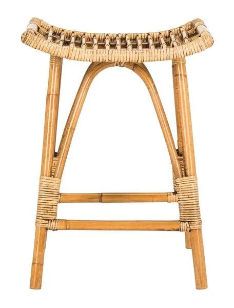 Leda Honey Brown Rattan Counter Stool - The Mayfair Hall