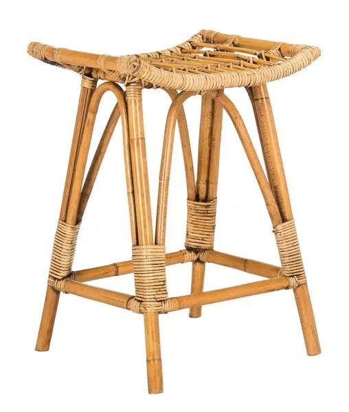 Leda Honey Brown Rattan Counter Stool - The Mayfair Hall