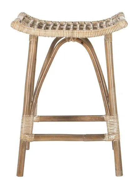 Leda Grey White Wash Rattan Counter Stool - The Mayfair Hall