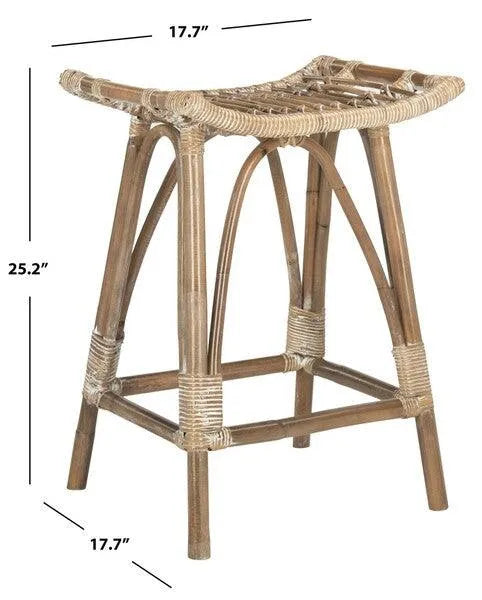 Grey Whitewashed Rattan Counter Stool - The Mayfair Hall