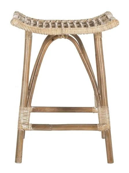 Leda Grey White Wash Rattan Counter Stool - The Mayfair Hall