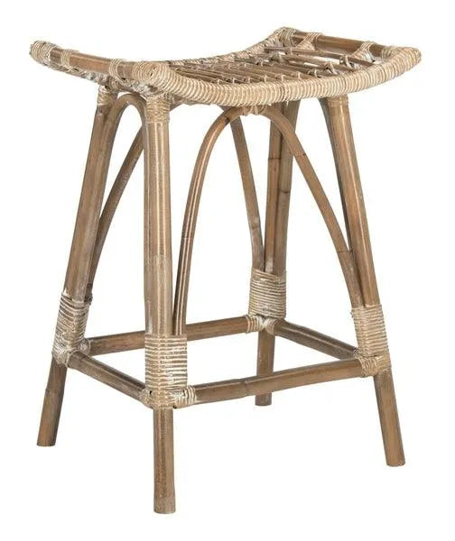Safavieh Leda Grey White Wash Rattan Counter Stool