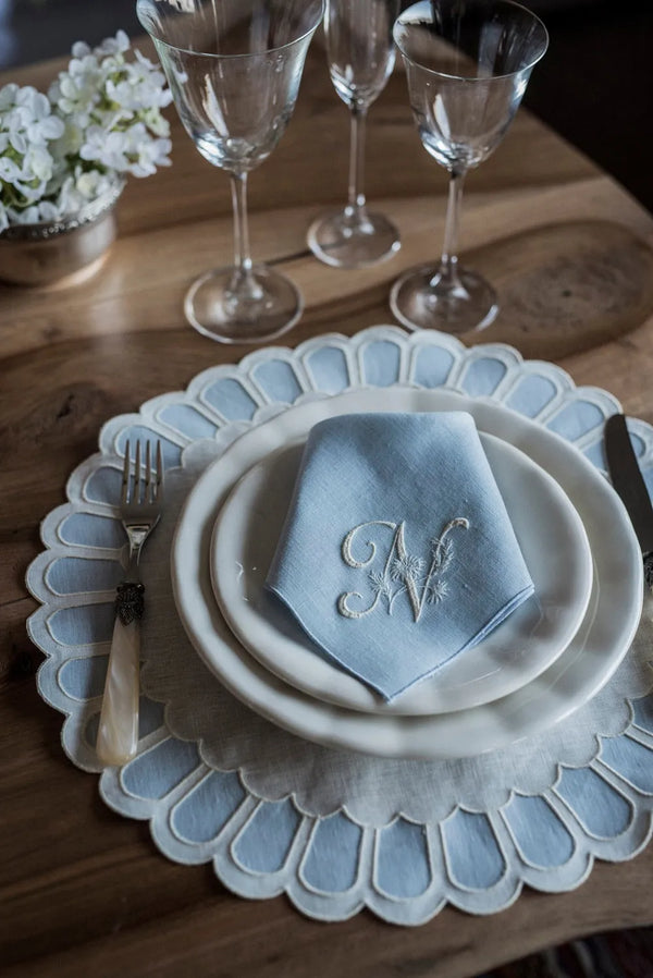 Los Encajeros Zurbano Baby Blue Placemats (Set of 4) - The Mayfair Hall